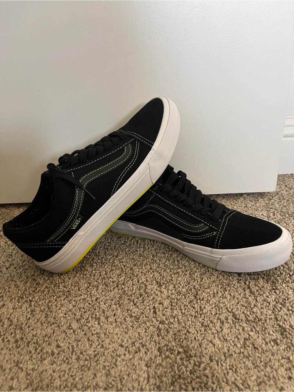 Vans Black Low-Top Sneakers with Neon Yellow Accents